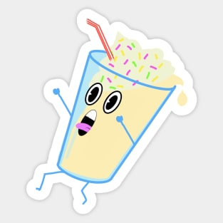 Spilt Kawaii Milkshake Sticker